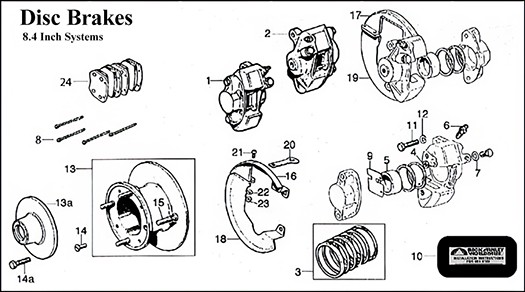 Classic Mini 8.4-inch rotor disc brakes diagram