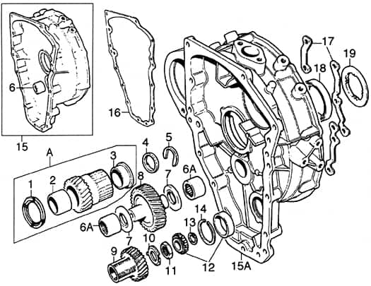 Diagram, Classic Mini Clutch and Gearbox Transfer Gears