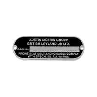 VIN Plate, Austin Morris Group (SMI0158)