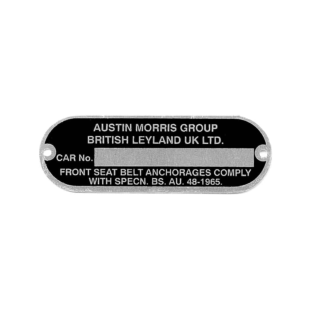 VIN Plate, Austin Morris Group (SMI0158)